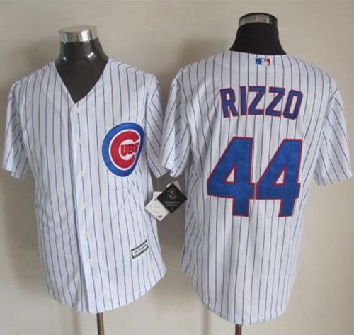 Cubs #44 Anthony Rizzo New White Strip Cool Base Stitched Baseball Jersey