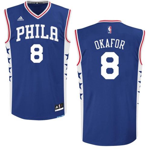 76ers #8 Jahlil Okafor Blue Stitched NBA Jersey