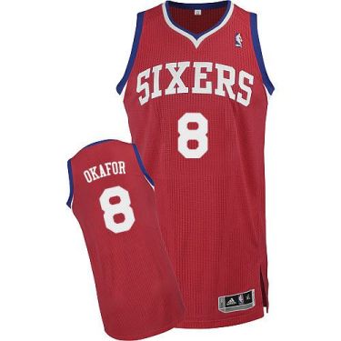 76ers #8 Jahlil Okafor Red Stitched NBA Jersey
