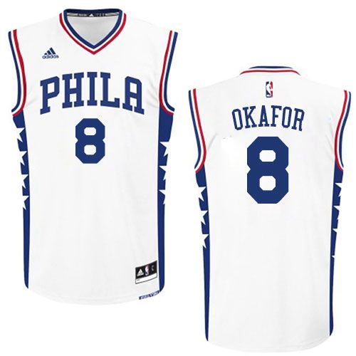 76ers #8 Jahlil Okafor White Stitched NBA Jersey