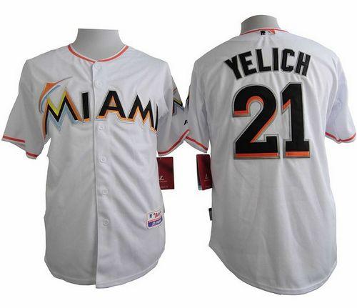 marlins #21 Christian Yelich White Cool Base Stitched Baseball Jersey