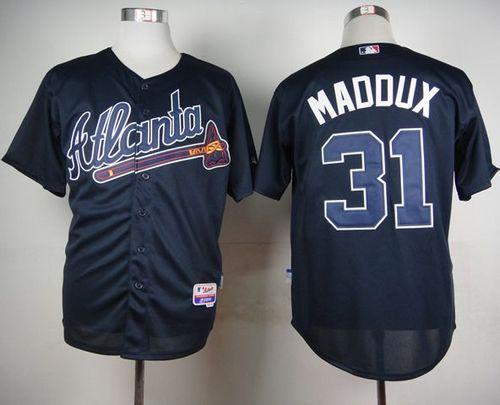 Braves #31 Greg Maddux Blue Cool Base Stitched Baseball Jersey
