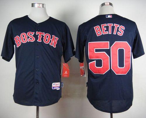 Red Sox #50 Mookie Betts Dark Blue Cool Base Stitched Baseball Jersey