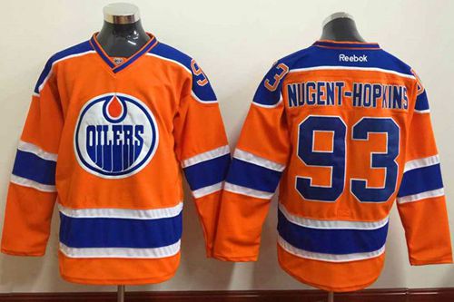 Oilers #93 Nugent-Hopkins Orange Stitched NHL Jersey