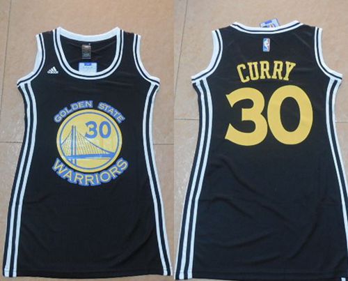 Women's Warriors #30 Stephen Curry Black Dress Stitched NBA Jersey