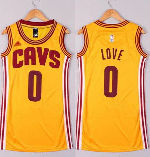 Women's Cavaliers #0 Kevin Love Gold Dress Stitched NBA Jersey