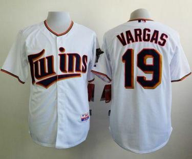 Twins #19 Kennys Vargas White Home Cool Base Stitched Baseball Jersey