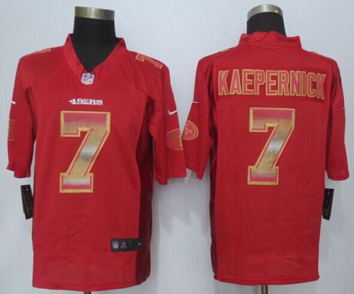 Nike 49ers #7 Colin Kaepernick Red Team Color Men's Stitched NFL Limited Strobe Jersey