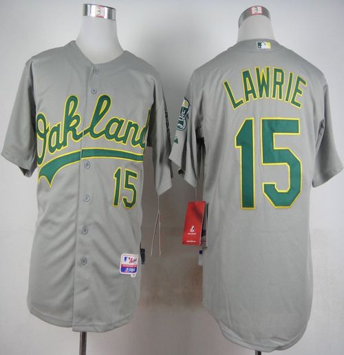 Athletics #15 Brett Lawrie Grey Cool Base Stitched Baseball Jersey