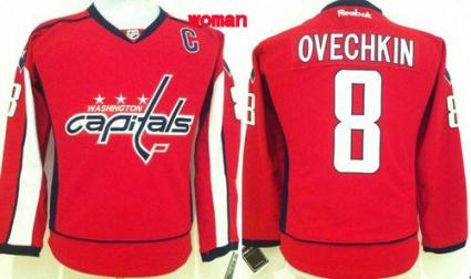 Women's Capitals #8 Alex Ovechkin Red Home Stitched NHL Jersey