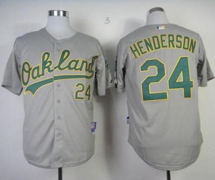 Athletics #24 Rickey Henderson Grey Cool Base Stitched Baseball Jersey