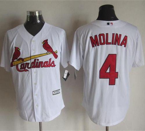 Cardinals #4 Yadier Molina White New Cool Base Stitched Baseball Jersey