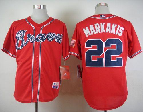 Braves #22 Nick Markakis Red Cool Base Stitched Baseball Jersey