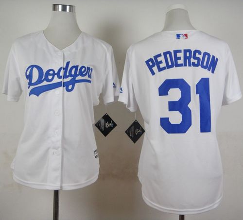 Women's Dodgers #31 Joc Pederson White Home Stitched Baseball Jersey