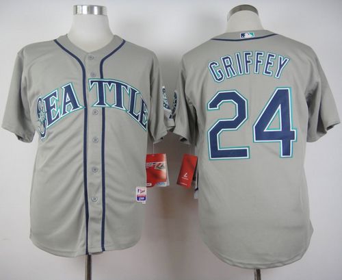 Mariners #24 Ken Griffey Stitched Grey Cool Base Baseball Jersey