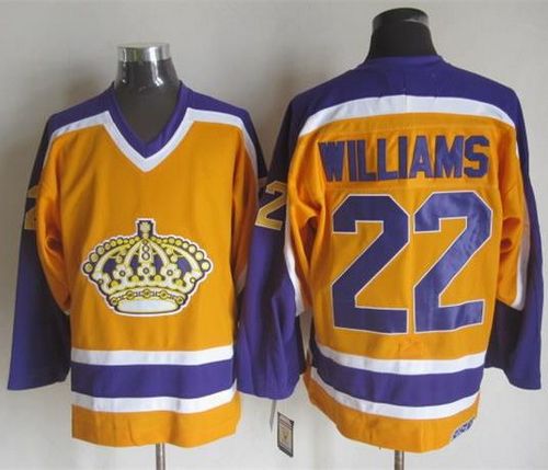 Kings #22 Tiger Williams Yellow Purple CCM Throwback Stitched NHL Jersey