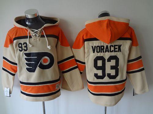 Flyers #93 Jakub Voracek Cream Sawyer Hooded Sweatshirt Stitched NHL Jersey