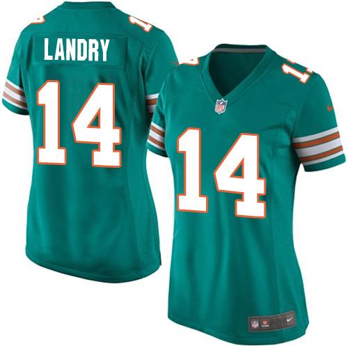 Women's Nike Dolphins #14 Jarvis Landry Aqua Green Alternate Stitched NFL Elite Jersey