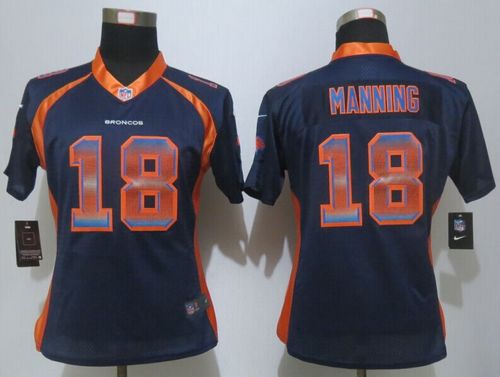 Women's Nike Broncos #18 Peyton Manning Blue Alternate Stitched NFL Elite Strobe Jersey