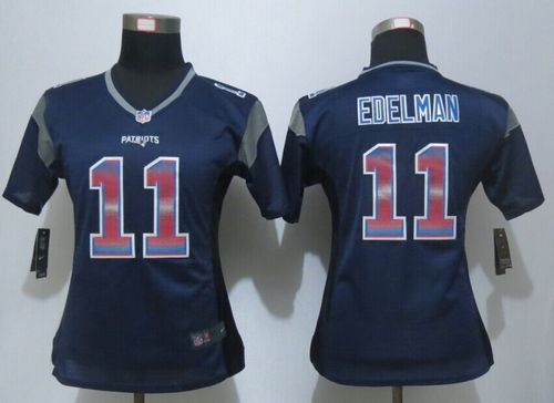 Women's Nike Patriots #11 Julian Edelman Navy Blue Team Color Stitched NFL Elite Strobe Jersey