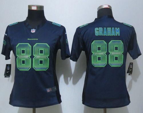 Women's Nike Seahawks #88 Jimmy Graham Steel Blue Team Color Stitched NFL Elite Strobe Jersey