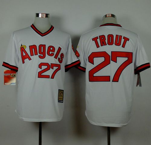 Angels of Anaheim #27 Mike Trout White 1980 Turn Back The Clock Stitched Baseball Jersey