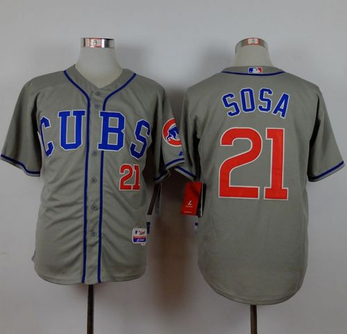 Cubs #21 Sammy Sosa Grey Alternate Road Cool Base Stitched Baseball Jersey