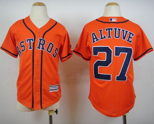 Youth Astros #27 Jose Altuve Orange Cool Base Stitched Baseball Jersey