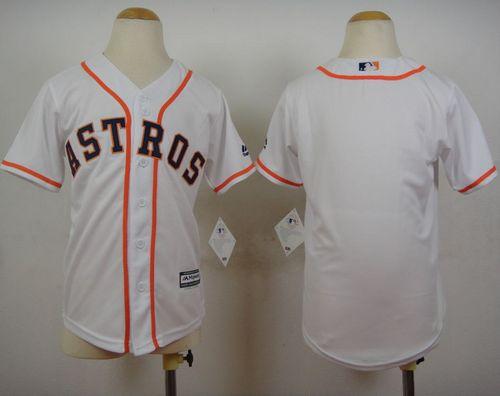 Youth Astros Blank White Cool Base Stitched Baseball Jersey