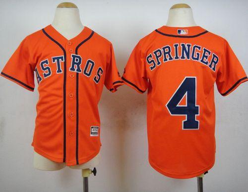 Youth Astros #4 George Springer Orange Cool Base Stitched Baseball Jersey