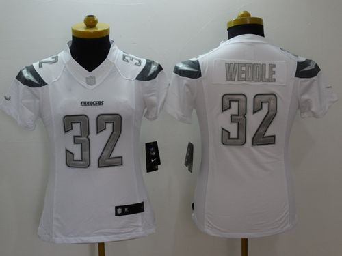 Women's Nike Chargers #32 Eric Weddle White Stitched NFL Limited Platinum Jersey