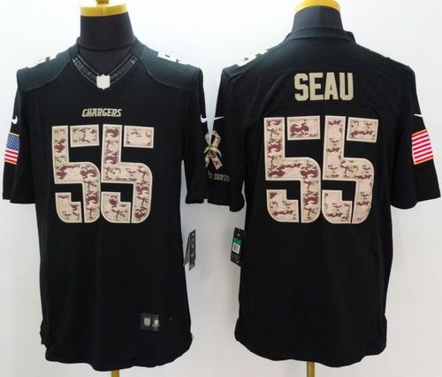 Nike Chargers #55 Junior Seau Black Men's Stitched NFL Limited Salute to Service Jersey