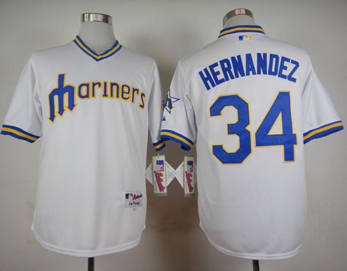 Mariners #34 Felix Hernandez White 1979 Turn Back The Clock Stitched Baseball Jersey