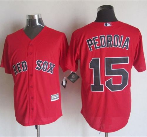 Red Sox #15 Dustin Pedroia Red New Cool Base Stitched Baseball Jersey