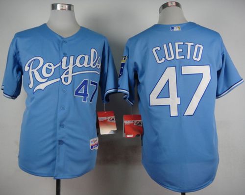 Royals #47 Johnny Cueto Light Blue Alternate 1 Cool Base Stitched Baseball Jersey