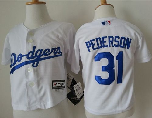 Toddler Dodgers #31 Joc Pederson White Cool Base Stitched Baseball Jersey