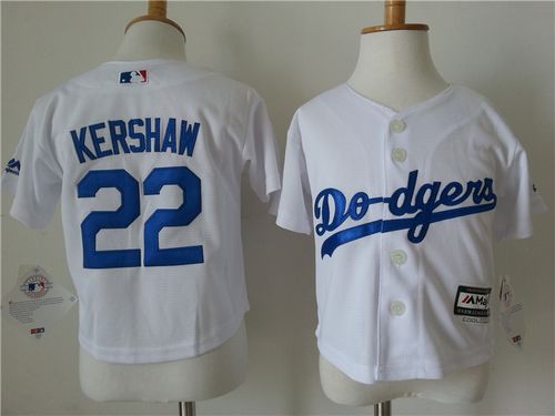 Toddler Dodgers #22 Clayton Kershaw White Cool Base Stitched Baseball Jersey