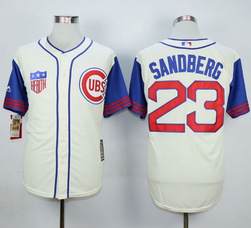 Cubs #23 Ryne Sandberg Cream Blue 1942 Turn Back The Clock Stitched Baseball Jersey