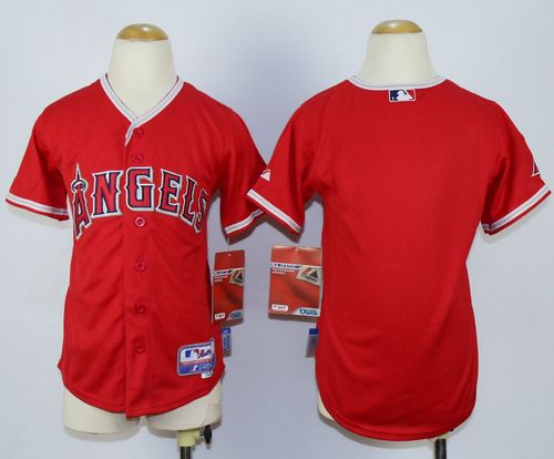 Youth Angels Blank Red Cool Base Stitched Baseball Jersey