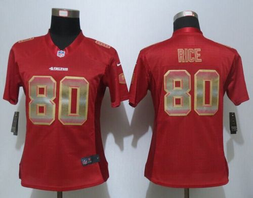 Women's Nike 49ers #80 Jerry Rice Red Team Color Stitched NFL Elite Strobe Jersey