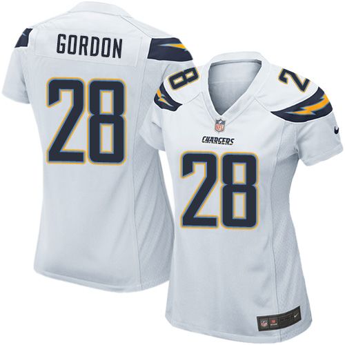 Women's Nike Chargers #28 Melvin Gordon White Stitched NFL New Elite Jersey