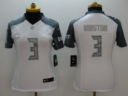 Women's Nike Buccaneers #3 Jameis Winston White Stitched NFL Limited Platinum Jersey