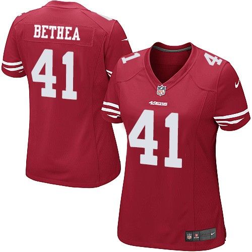 Women's Nike 49ers #41 Antoine Bethea Red Team Color Stitched NFL Elite Jersey