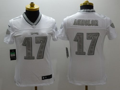 Women's Nike Eagles #17 Nelson Agholor White Stitched NFL Limited Platinum Jersey