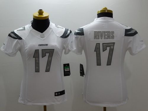 Women's Nike Chargers #17 Philip Rivers White Stitched NFL Limited Platinum Jersey