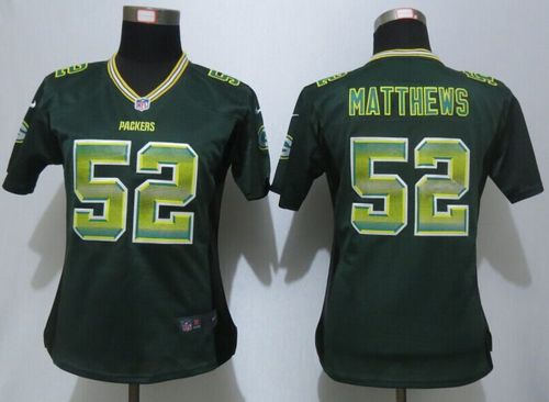 Women's Nike Packers #52 Clay Matthews Green Team Color Stitched NFL Elite Strobe Jersey