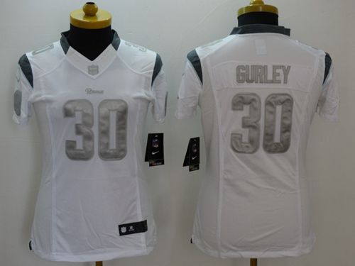 Women's Nike Rams #30 Todd Gurley White Stitched NFL Limited Platinum Jersey