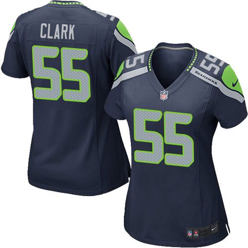 Women's Nike Seahawks #55 Frank Clark Steel Blue Team Color Stitched NFL Elite Jersey