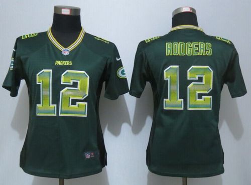 Women's Nike Packers #12 Aaron Rodgers Green Team Color Stitched NFL Elite Strobe Jersey
