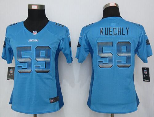 Women's Nike Panthers #59 Luke Kuechly Blue Alternate Stitched NFL Elite Strobe Jersey